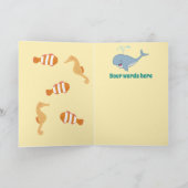 Clownfischfische, niedliche Wale Seepferd Kinderge Karte (Innenseite)