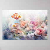 Clownfish Anemone Riff Aquarellfarbe Printwerbung Poster (Vorne)