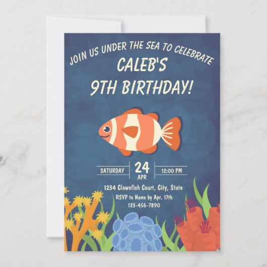 Clownfish Einladung zum Geburtstag (Vorderseite)