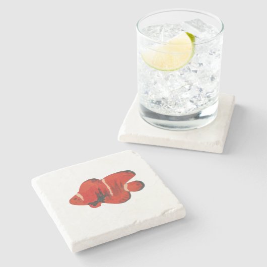 Clownfish Fisch Wasserfarbener Marmor Untersetzer  (Seitenansicht)