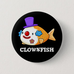 Clownfish Funny Animal Fish Pub Dark BG Button