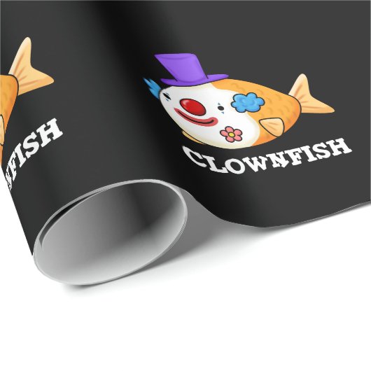 Clownfish Funny Animal Fish Pub Dark BG Geschenkpapier (Rolleneckpunkt)