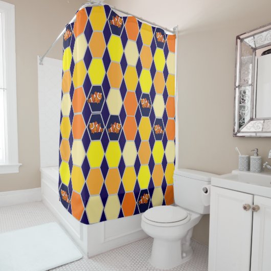 Clownfish Handgezeichnete Kunst Duschvorhang (Beispiel)