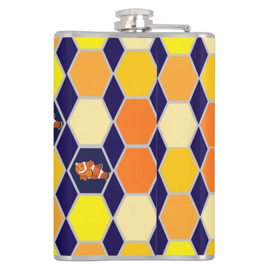 Clownfish Handgezeichnete Kunst Flachmann (Rückseite)