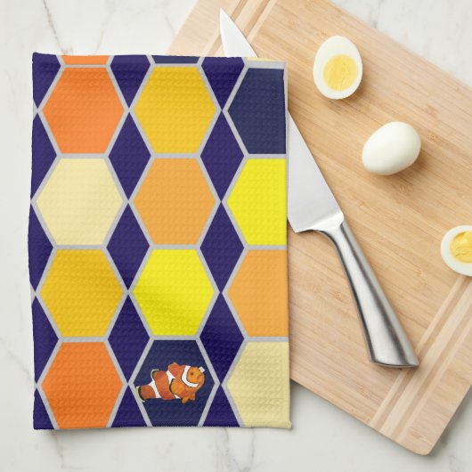 Clownfish Handgezeichnete Kunst Geschirrtuch (Viertel Falte)