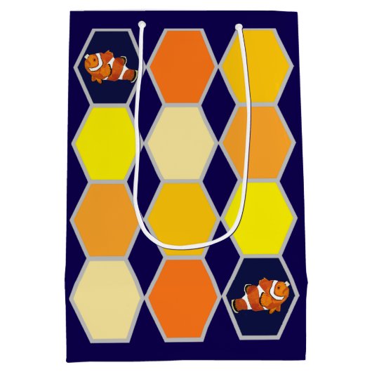 Clownfish Handgezeichnete Kunst Mittlere Geschenktüte (Rückseite)