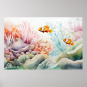 Clownfish Harmonie: Aquarellriff Poster (Vorne)