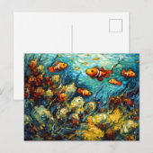 Clownfish in Swirling Coral Reef Painting Postkarte (Vorne/Hinten)