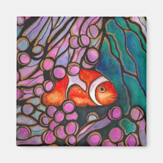 Clownfish Sea Anemone "Stached Glass" Design! Magnet