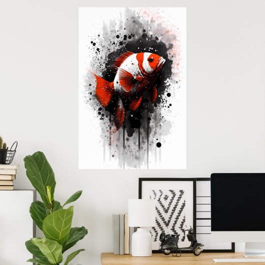 Clownfish Tintenzeichnung Poster (Heimbüro)