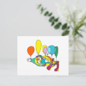 Clownflug mit Ballon Postkarte (Stehend Vorderseite)