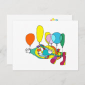 Clownflug mit Ballon Postkarte (Vorne/Hinten)