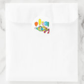 Clownflug mit Ballon Runder Aufkleber (Tasche)