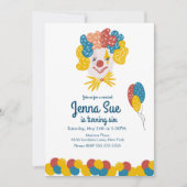 Clownhandgezeichneter Karneval Geburtstag farbenfr Einladung (Vorderseite)