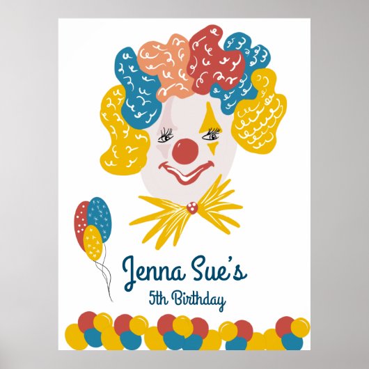 Clownhandgezeichneter Karneval Geburtstag farbenfr Poster (Vorne)