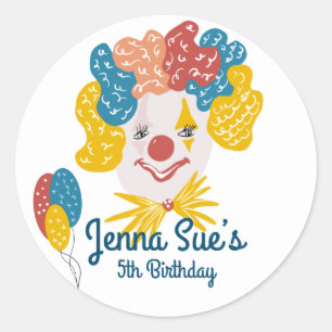Clownhandgezeichneter Karneval Geburtstag farbenfr Runder Aufkleber