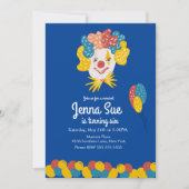 Clownhandgezeichneter Karneval Geburtstagsfeier Ei Einladung (Vorderseite)