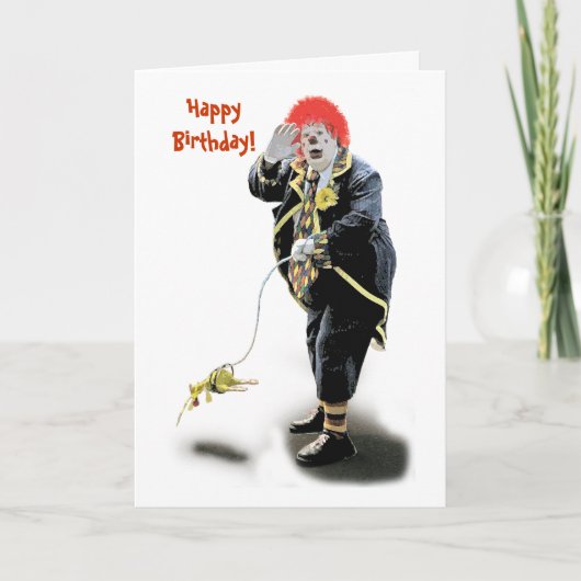Clownkarte zum Geburtstag (weiß) Karte (Vorderseite)
