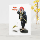 Clownkarte zum Geburtstag (weiß) Karte (Gelbe Blume)