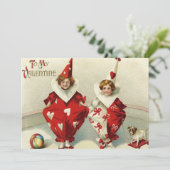 Clownkinder Einladung zur Hochzeit von Herzchen (Stehend Vorderseite)