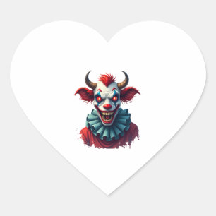 Clownkuh des Terrors Herz-Aufkleber