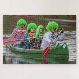 Clowns boating on river. puzzle