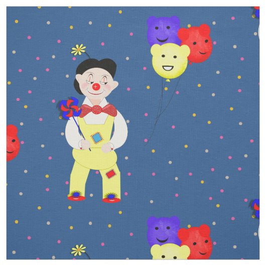 Clowns Funny Niedlich Kids Circus Thema farbig Stoff (Muster)