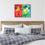 CLOWNS IN ROT UND GRÜNEN LEINWANDDRUCK (Insitu (Schlafzimmer))