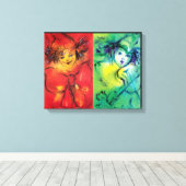 CLOWNS IN ROT UND GRÜNEN LEINWANDDRUCK (Insitu (Holzboden))