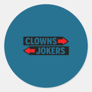 Clowns links, Joker rechts sarkastisch Runder Aufkleber