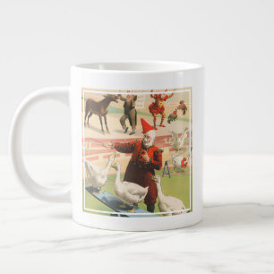 Clowns mit auftretenden Gänsen, Hähnen und Esel. Jumbo-Tasse