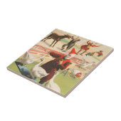 Clowns mit Darstellenden Gänsen, Roosters & Donkey Fliese (Seite)