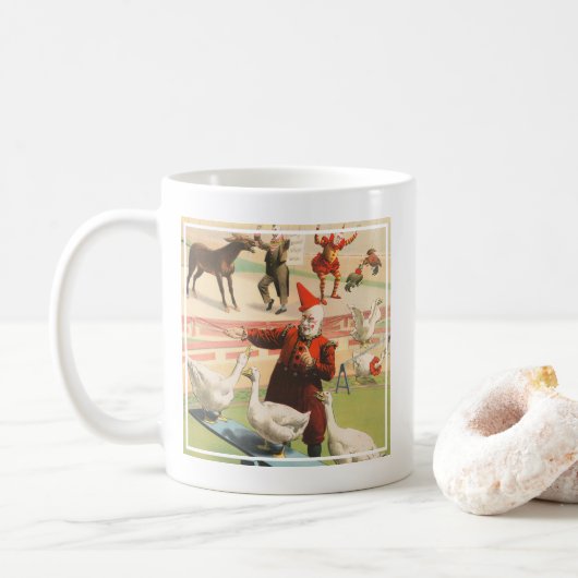 Clowns mit Darstellenden Gänsen, Roosters & Donkey Kaffeetasse (Mit Donut)