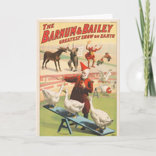 Clowns mit Darstellenden Gänsen, Roosters & Donkey Karte (Vorderseite)
