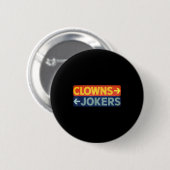Clowns rechts, Joker links, lustiges Retro Button (Vorne & Hinten)