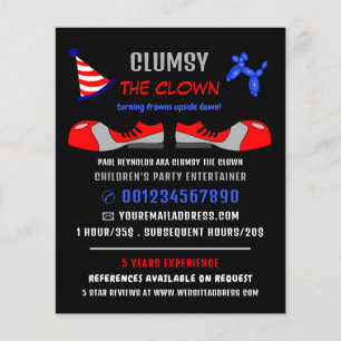 Clownschuhe, Kinder-Entertainer, Clownwerbung Flyer