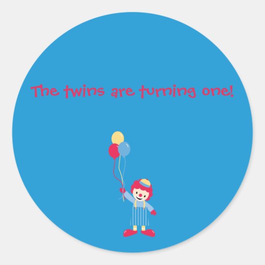Clownsticker, Die Zwillinge werden eins! Runder Aufkleber (Vorderseite)