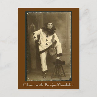 Clownwbanjomando, Clown mit Banjo-Mandolin Postkarte