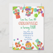 Clownzirkus Geburtstagsfeier Einladung (Vorderseite)