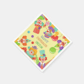Clownzirkus Geburtstagsparty personalisierter Name Serviette (Ecke)