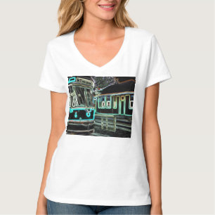 CLRV Neon at stn Womens V-Neck T - Shirt