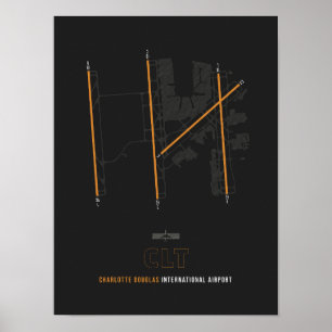 CLT - Charlotte Douglas Airport Diagramm Poster