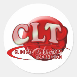 CLT KLINISCHES LABORTECHNISCHES SCHWOOSH-LOGO RUNDER AUFKLEBER