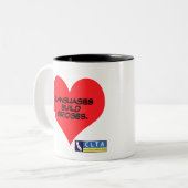 CLTA Zazzle Herz - Sprachen Brückenbau Zweifarbige Tasse (Vorderseite Links)