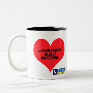 CLTA Zazzle Herz - Sprachen Brückenbau Zweifarbige Tasse
