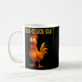 Clu-cluck-clu Funny Rooster Chicken Hilarious Farm Kaffeetasse (Links)