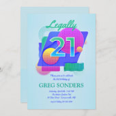 Club 21 Geburtstagsparty Einladung (Vorne/Hinten)