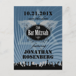 Club Bar Mitzvah Navy Blau Save the Date Ankündigungspostkarte