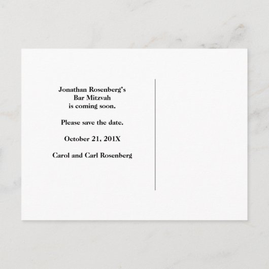 Club Bar Mitzvah Navy Blau Save the Date Ankündigungspostkarte (Rückseite)