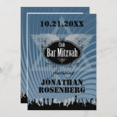 Club Bar Mitzvah Navy Blauer Einladung (Vorne/Hinten)